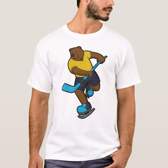 Bear at Hockey with Hockey stick T-Shirt (Front)
