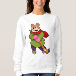 Bear at Ice hockey with Ice hockey stick Sweatshirt
