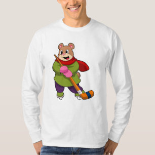 Bear at Ice hockey with Ice hockey stick T-Shirt