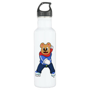 Bear at Ice skating with Ice skates 710 Ml Water Bottle