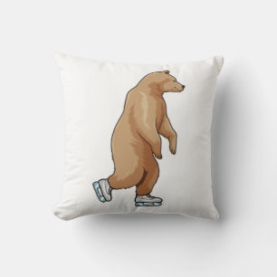 Bear at Ice skating with Ice skates Cushion