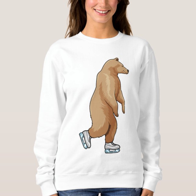Bear at Ice skating with Ice skates Sweatshirt (Front)