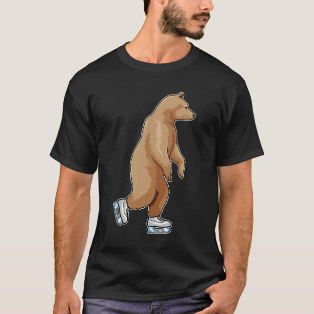Bear at Ice skating with Ice skates T-Shirt (Front)
