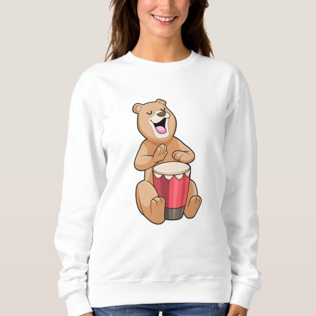 Bear at Music with Drum Sweatshirt (Front)