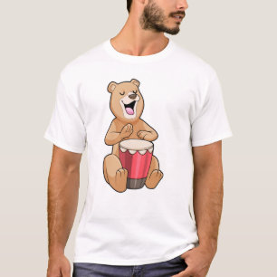 Bear at Music with Drum T-Shirt