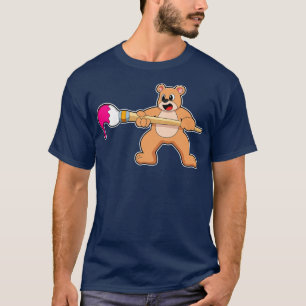 Bear at Painting with Brush Paint T-Shirt