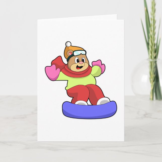 Bear at Snowboarding with Snowboard Card (Front)