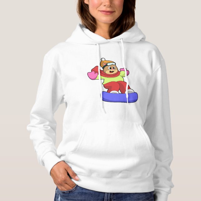 Bear at Snowboarding with Snowboard Hoodie (Front)