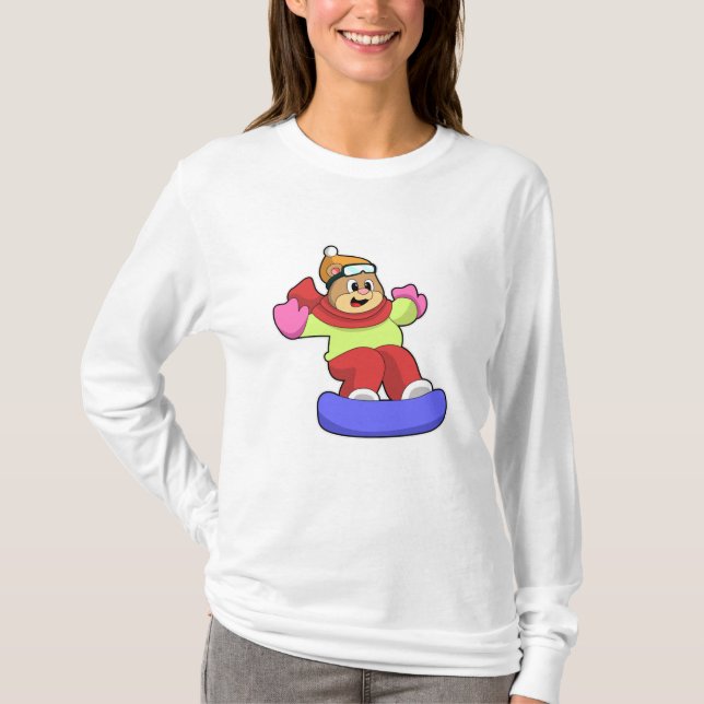 Bear at Snowboarding with Snowboard T-Shirt (Front)
