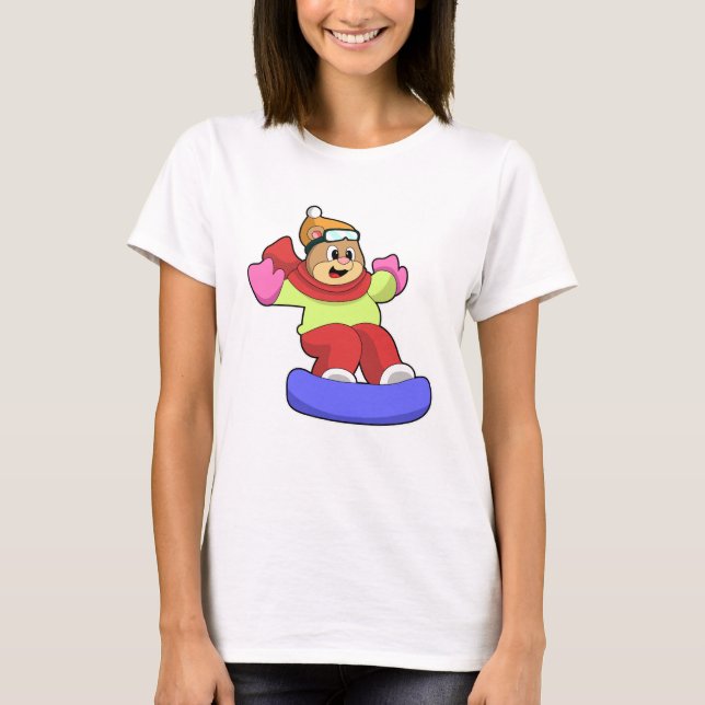 Bear at Snowboarding with Snowboard T-Shirt (Front)