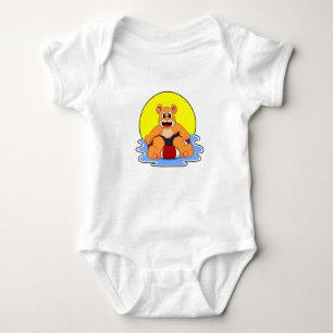 Bear at Swimming with Swim ring Baby Bodysuit