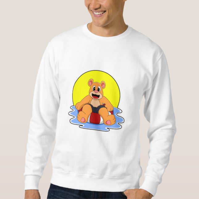 Bear at Swimming with Swim ring Sweatshirt (Front)