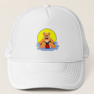 Bear at Swimming with Swim ring Trucker Hat
