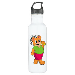 Bear at Tennis with Tennis racket 710 Ml Water Bottle