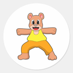 Bear at Yoga in Standing Classic Round Sticker