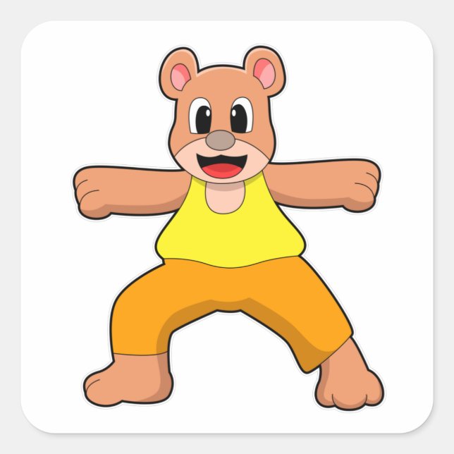 Bear at Yoga in Standing Square Sticker (Front)