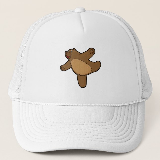 Bear at Yoga Stretching exercise Trucker Hat (Front)