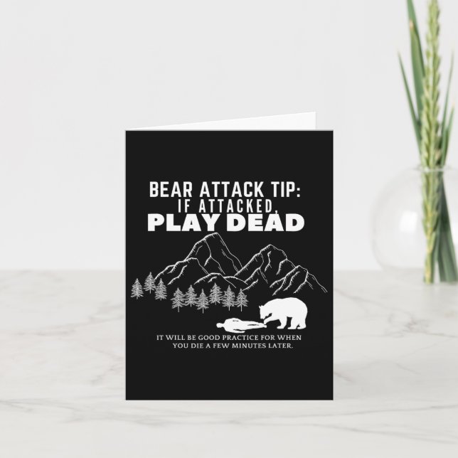 Bear Attack Tip Funny Camping Hiking Outdoor Adven Card (Front)