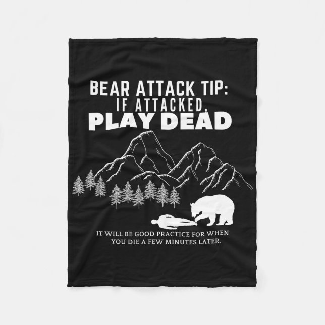 Bear Attack Tip Funny Camping Hiking Outdoor Adven Fleece Blanket (Front)