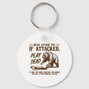Bear Attack Tip Play Dead Funny Camping Hiking Mou Key Ring