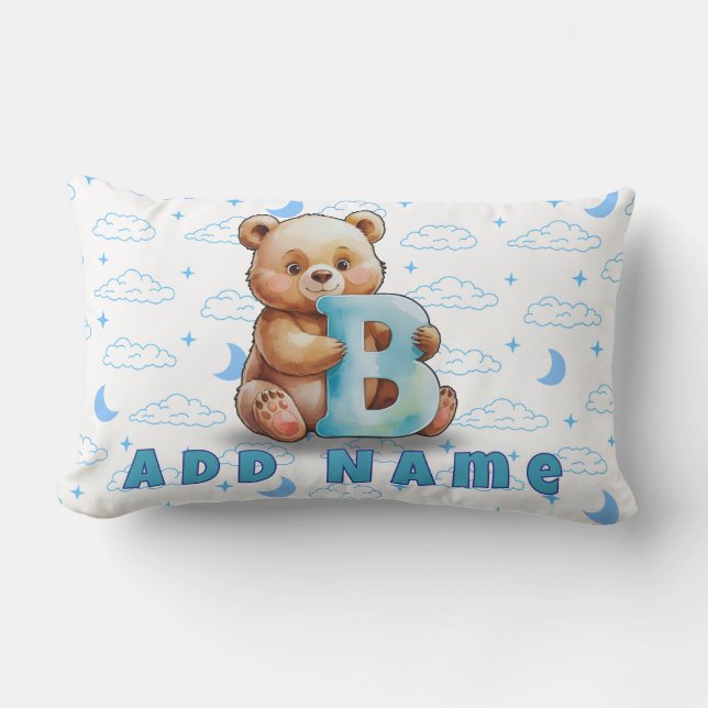 Bear & B – Lumbar Pillow for Baby Boy (Front)