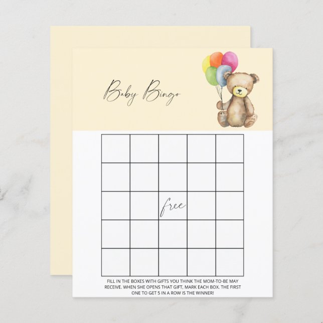 Bear - Baby Bingo game (Front/Back)