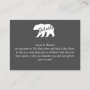 Bear Baby Shower Boy Blue Enclosure Card