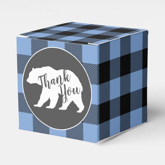 Bear Baby Shower Boy Blue Favour Box (Front Side)