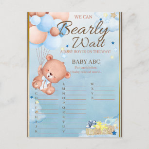 Bear Baby Shower Boy Game Postcard