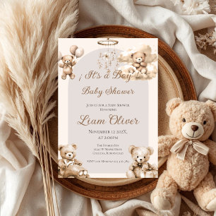  Bear Baby Shower Boy invitation