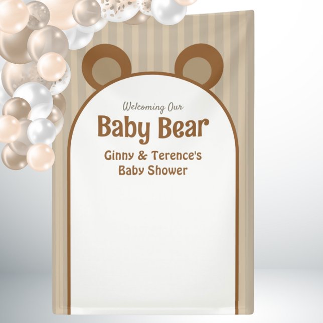 Bear Baby Shower - Cute Classy Pregnancy Shower  Banner (Teddy Bear Baby Shower - Decoration Photo Wall Back Drop)