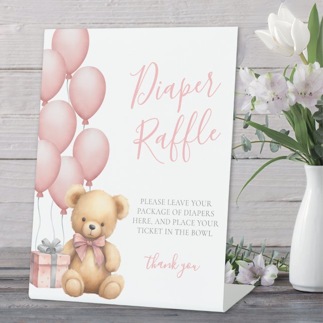 Bear Baby Shower Diaper Raffle Enclosure Card Pedestal Sign (Bear Baby Shower Diaper Raffle Enclosure Card Pedestal Sign)