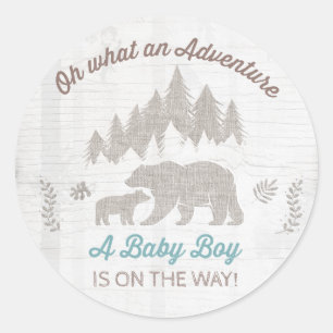 Bear Baby Shower Favour Tag Sticker Seal Adventure