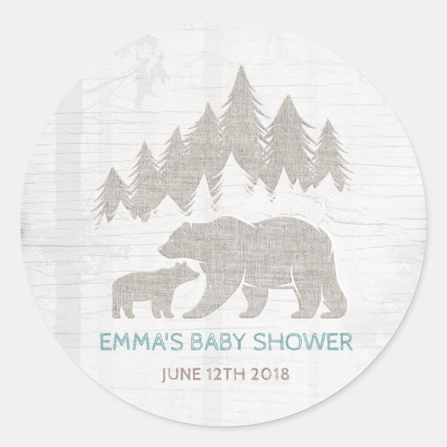 Bear Baby Shower Favour Tag Sticker Seal Adventure (Front)