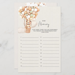 Bear Baby Shower Game - Baby Memory