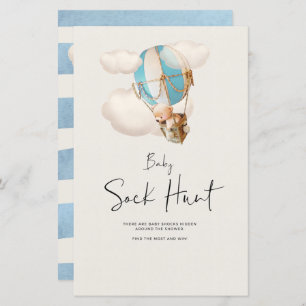 Bear Baby Shower Game - Baby Sock Hunt Sign
