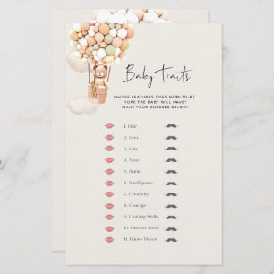 Bear Baby Shower Game - Baby Traits