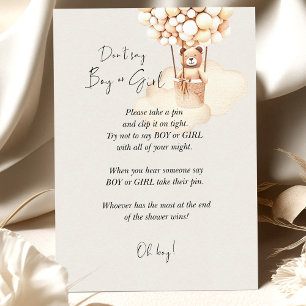 Bear Baby Shower Game Don't Say Boy or Girl