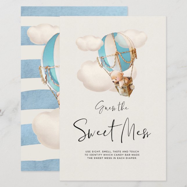 Bear Baby Shower Game - Guess The Sweet Mess Sign (Front/Back)