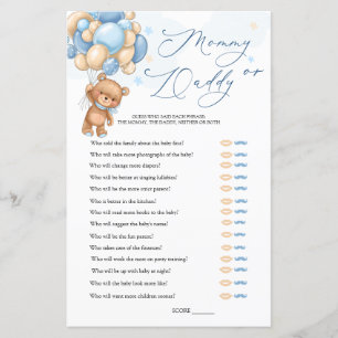 Bear Baby Shower Game Guess Who Mummy or Daddy