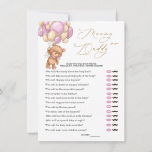Bear Baby Shower Game Guess Who Mummy or Daddy Invitation