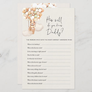 Bear Baby Shower Game - How Well Do You Know Daddy