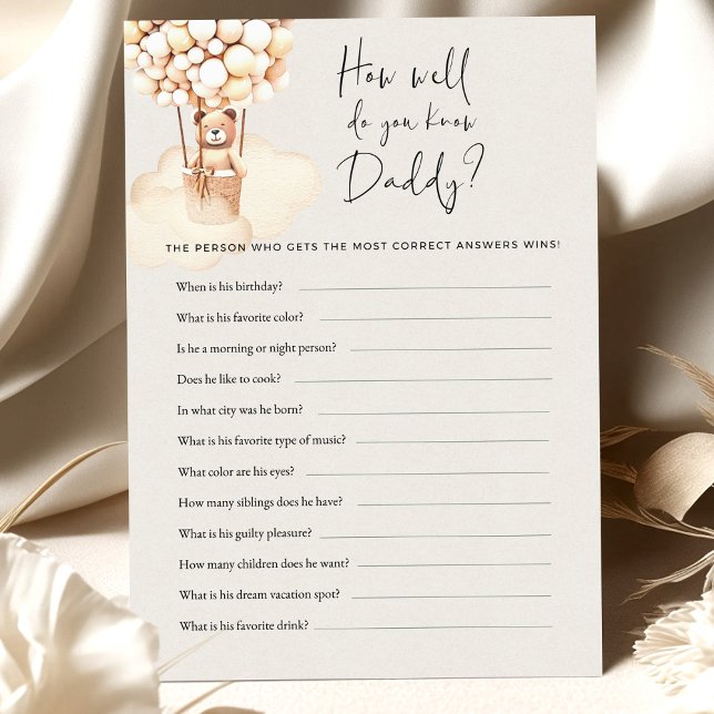Bear Baby Shower Game How Well Do You Know Daddy (Creator Uploaded)