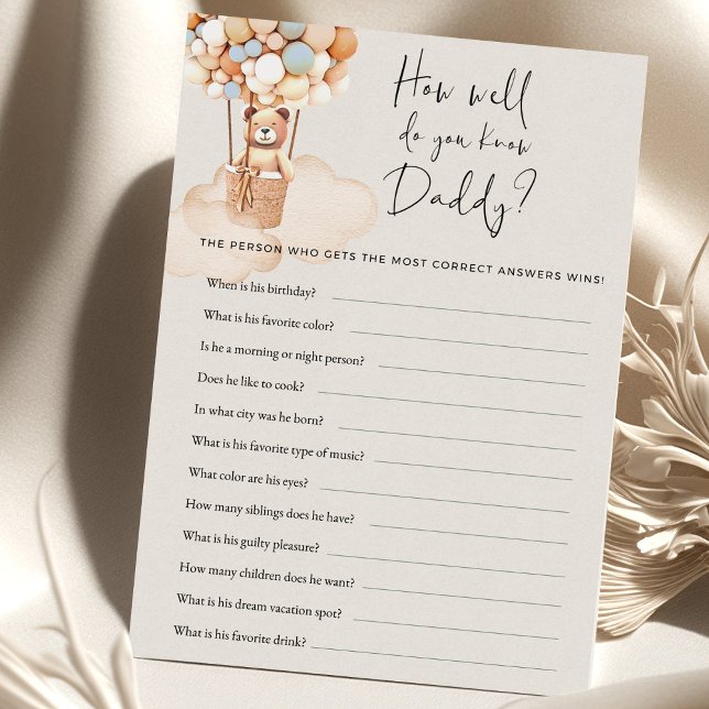 Bear Baby Shower Game - How Well Do You Know Daddy (Creator Uploaded)