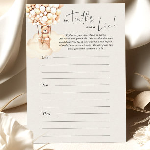 Bear Baby Shower Game Two Truths and a Lie