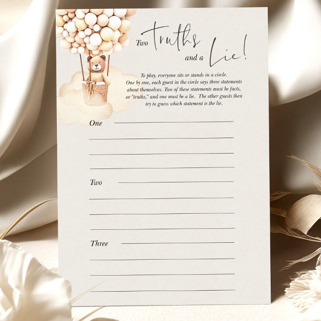 Bear Baby Shower Game Two Truths and a Lie (Creator Uploaded)