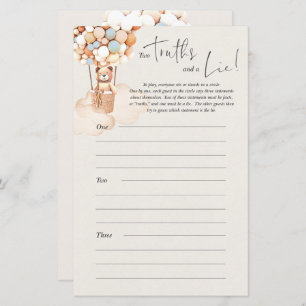 Bear Baby Shower Game - Two Truths And A Lie!