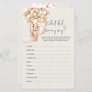 Bear Baby Shower Game - What Did Mummy Say?