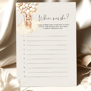 Bear Baby Shower Game Where Was She?