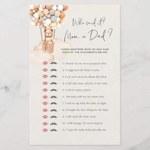 Bear Baby Shower Game Who Said It